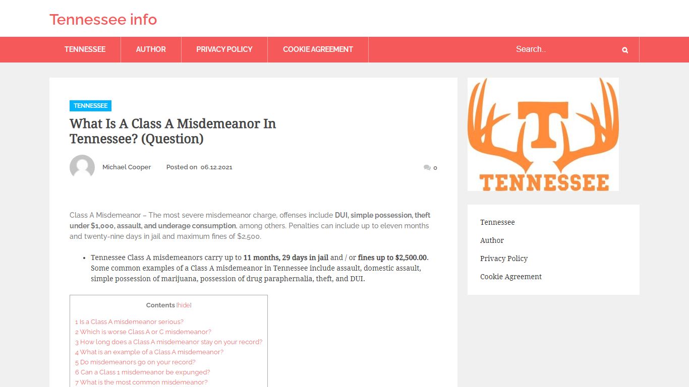 What Is A Class A Misdemeanor In Tennessee? (Question)