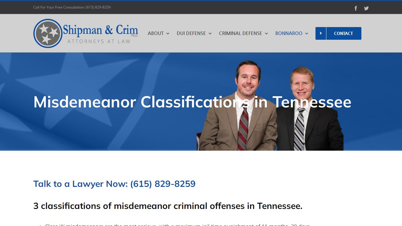 Misdemeanor Classifications in Tennessee - Shipman & Crim, Attorneys At Law